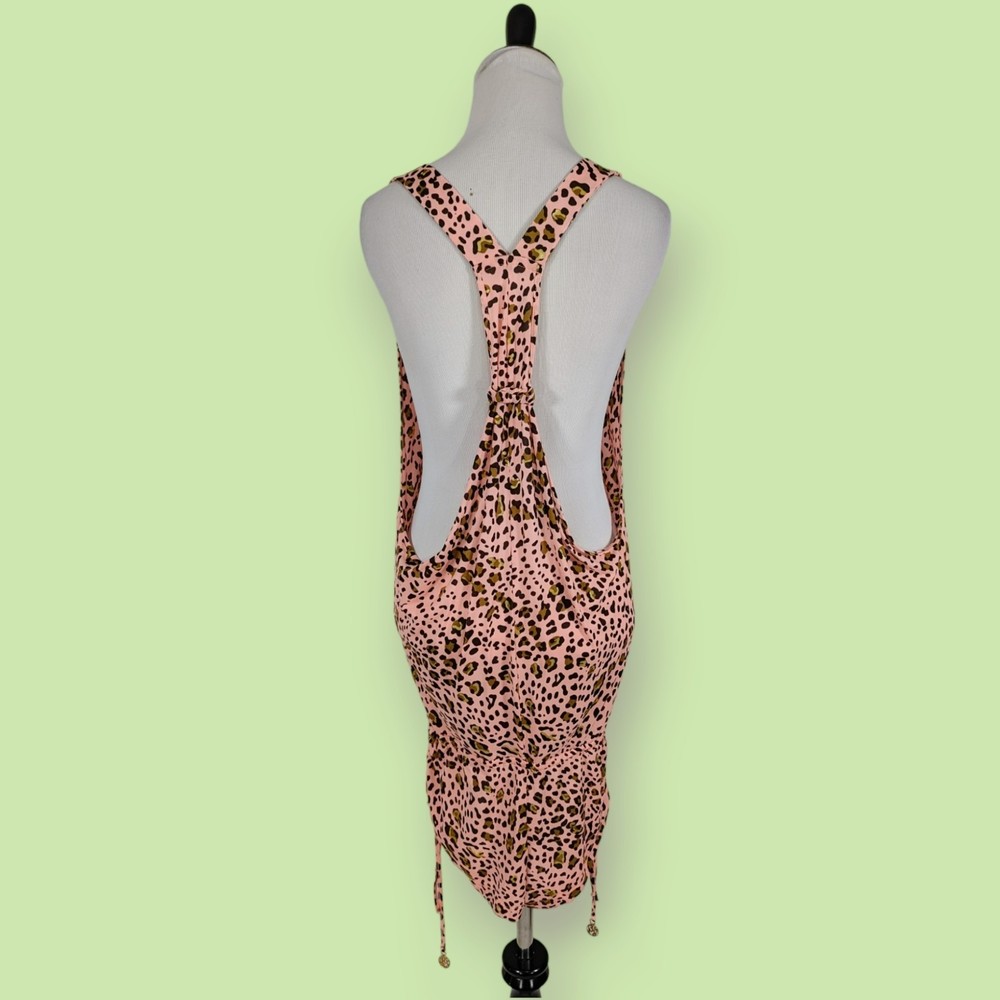 Luli Fama Pink Leopard Swim Coverup Romper Shorts Onesie - Picture 2 of 6